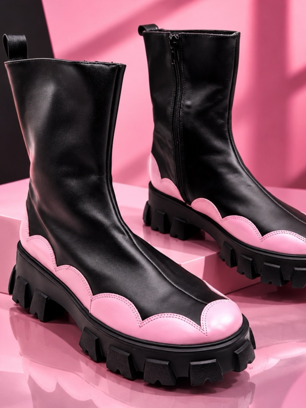 RAYE Black & Pink Combat Boots Like New